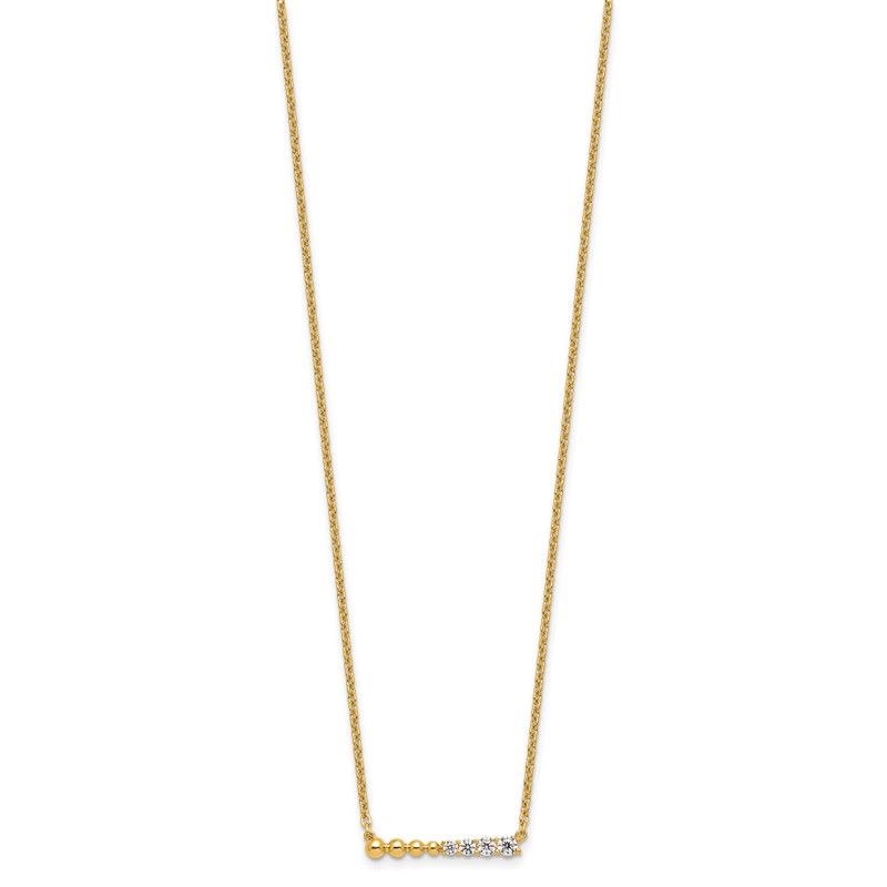 14k 1/4 carat Lab Grown Diamond VS/SI+ G+ Beaded Bar 18 inch Necklace