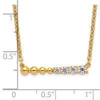 14K Yellow Gold 0.25 Carat Lab Grown Diamond VS SI+ G+ Beaded Bar Necklace, 18" view 3