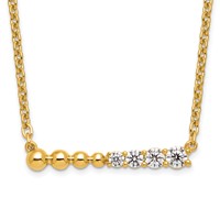 14K Yellow Gold 0.25 Carat Lab Grown Diamond VS SI+ G+ Beaded Bar Necklace, 18" view 1