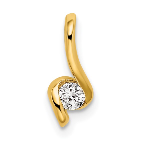 Gold Lab Grown Diamond Fancy Solitaire Chain Slide