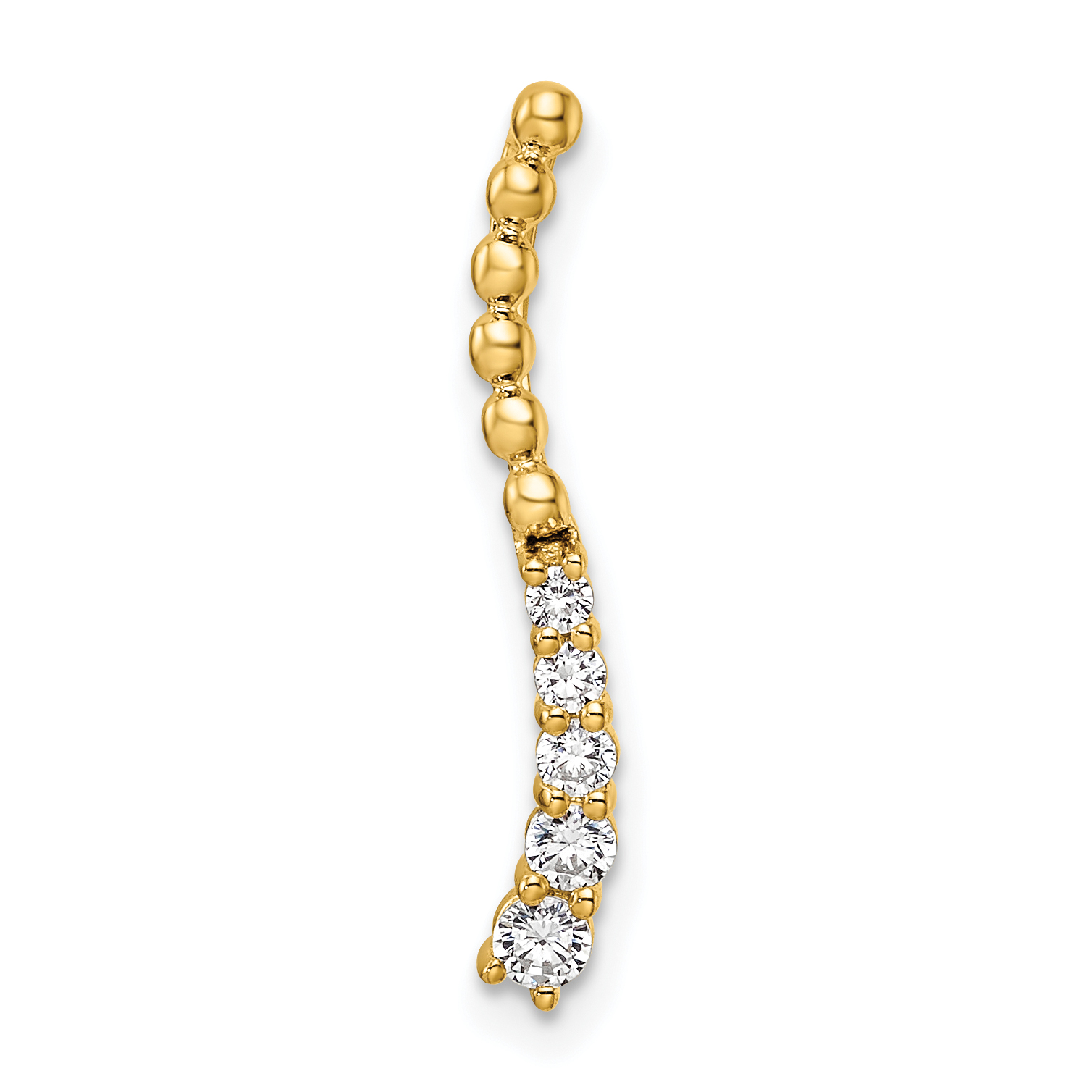 14k 1/5 carat Lab Grown Diamond VS/SI+ G+ Fashion Bar Chain Slide Pendant (PM9133-020-YLG)