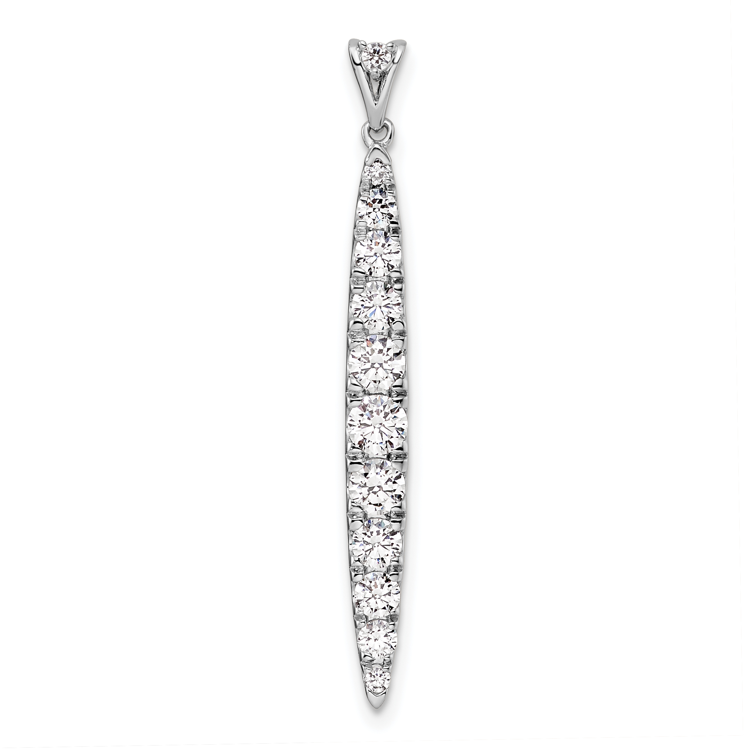 14k White Gold 1 carat Lab Grown Diamond VS/SI+ G+ Fashion Bar Pendant (PM9134-100-WLG)