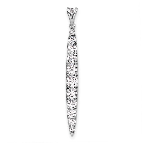 14K White Gold 1 Carat Lab Grown Diamond VS SI+ G+ Fashion Bar Pendant