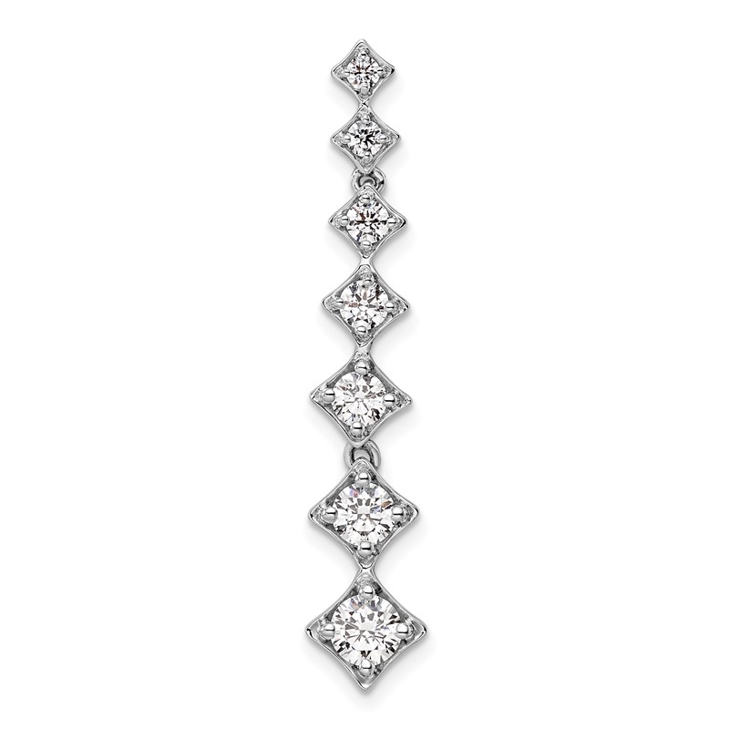 14k White Gold 1 carat Lab Grown Diamond VS/SI+ G+ Seven Stone Bar Chain Slide Pendant