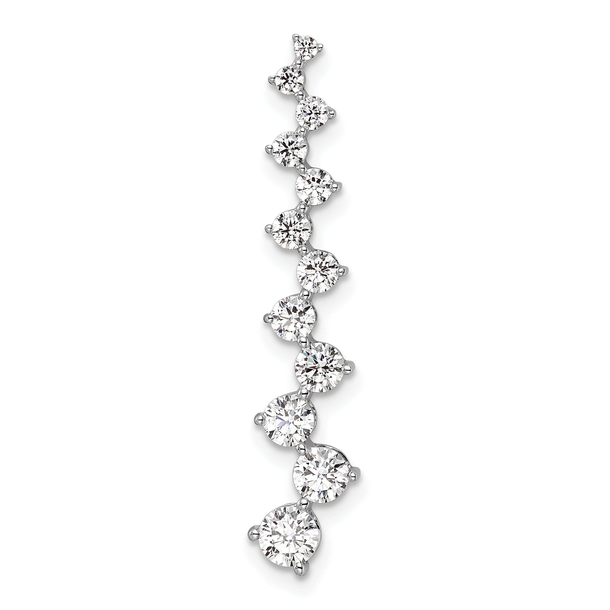 14k White Gold 1 carat Lab Grown Diamond VS/SI+ G+ Fashion Bar Chain Slide Pendant (PM9137-100-WLG)