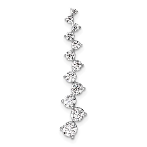 14K White Gold 1 Carat Lab Grown Diamond VS SI+ G+ Fashion Bar Chain Slide Pendant