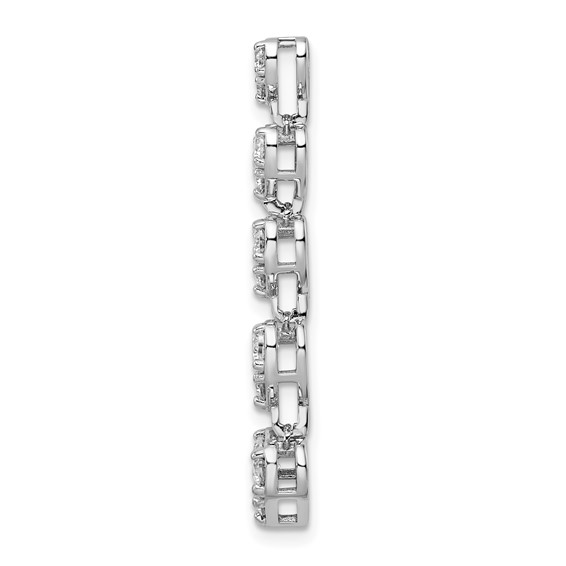 14k White Gold 1 carat Lab Grown Diamond VS/SI+ G+ Complete Five Heart Bar Chain Slide Pendant