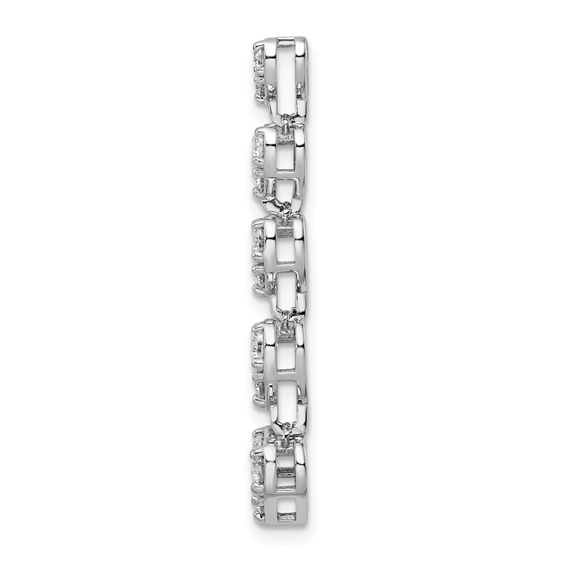 14k White Gold 1 carat Lab Grown Diamond VS/SI+ G+ Complete Five Heart Bar Chain Slide Pendant