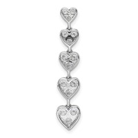 14K White Gold 1 Carat Lab Grown Diamond VS SI+ G+ Complete Five Heart Bar Chain Slide Pendant view 3