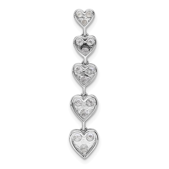 14k White Gold 1 carat Lab Grown Diamond VS/SI+ G+ Complete Five Heart Bar Chain Slide Pendant