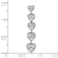 14K White Gold 1 Carat Lab Grown Diamond VS SI+ G+ Complete Five Heart Bar Chain Slide Pendant view 4