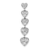 14K White Gold 1 Carat Lab Grown Diamond VS SI+ G+ Complete Five Heart Bar Chain Slide Pendant view 1