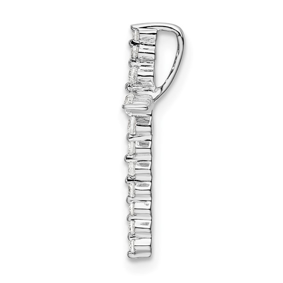 14k White Gold 1/6 carat Lab Grown Diamond VS/SI+ G+ Complete Cross Chain Slide Pendant