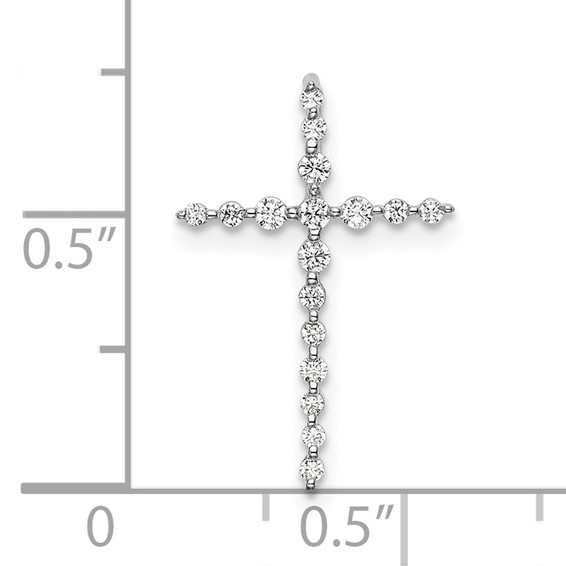 14k White Gold 1/6 carat Lab Grown Diamond VS/SI+ G+ Complete Cross Chain Slide Pendant