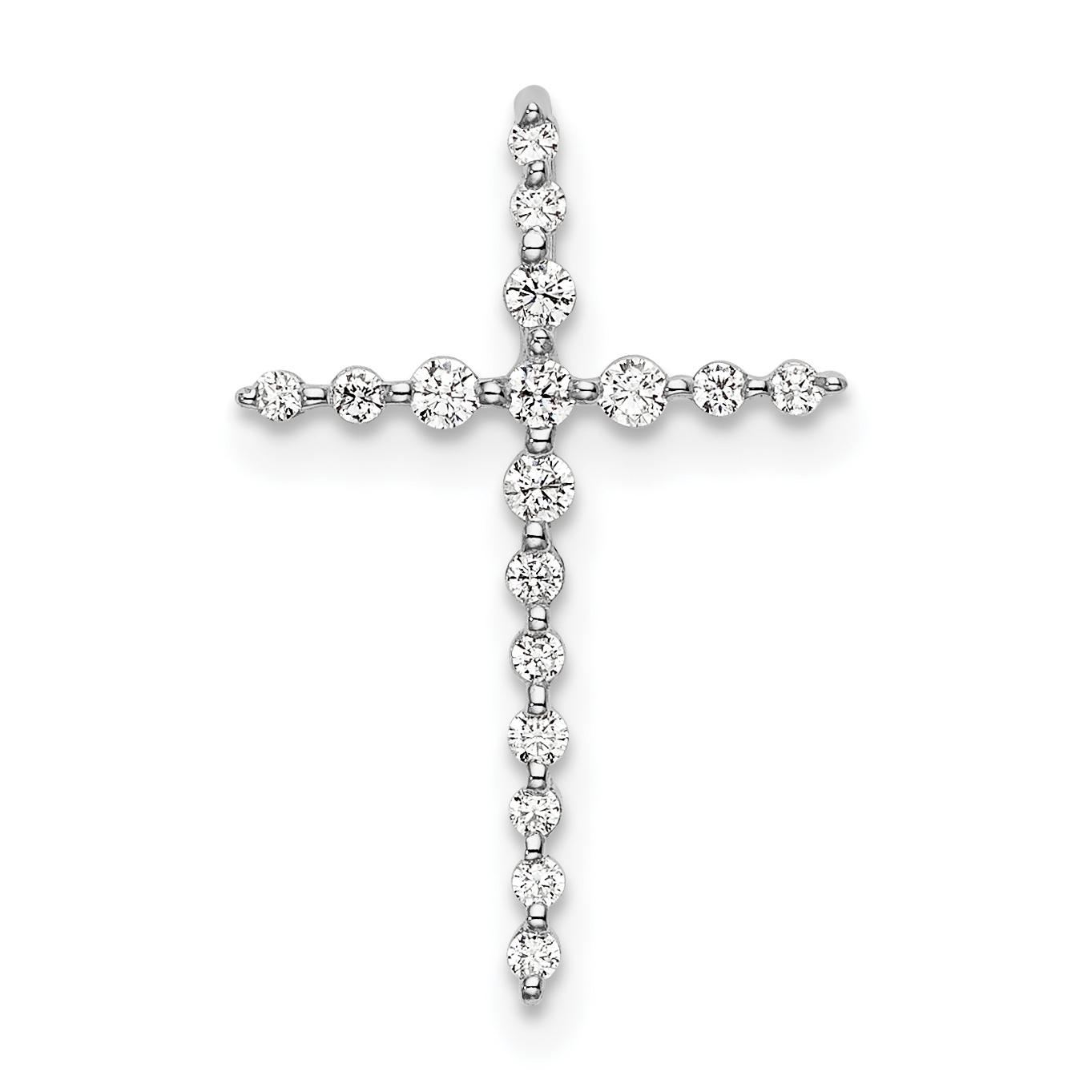 14k White Gold 1/6 carat Lab Grown Diamond VS/SI+ G+ Complete Cross Chain Slide Pendant (PM9139-016-WLG)
