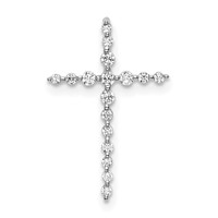 14K White Gold 0.17 Carat Lab Grown Diamond VS SI+ G+ Complete Cross Chain Slide Pendant view 1