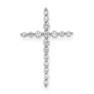 14k White Gold 1/6 carat Lab Grown Diamond VS/SI+ G+ Complete Cross Chain Slide Pendant