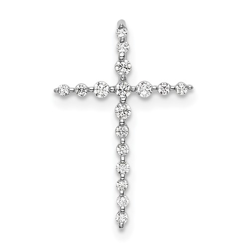 14K White Gold 0.17 Carat Lab Grown Diamond VS SI+ G+ Complete Cross Chain Slide Pendant