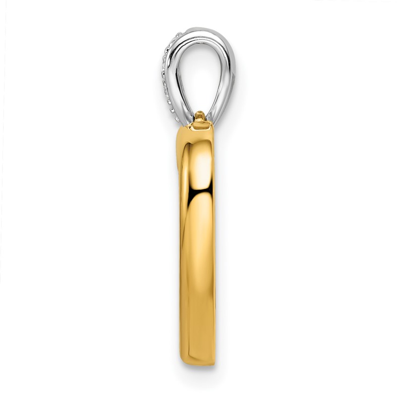 14k Two-tone 1/6 carat Lab Grown Diamond VS/SI+ G+ Complete Dangle Double Heart Pendant