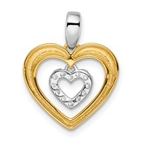 14K Two-tone 0.17 Carat Lab Grown Diamond VS SI+ G+ Complete Dangle Double Heart Pendant view 3