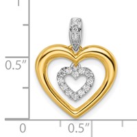 14K Two-tone 0.17 Carat Lab Grown Diamond VS SI+ G+ Complete Dangle Double Heart Pendant view 4