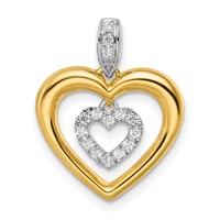 14K Two-tone 0.17 Carat Lab Grown Diamond VS SI+ G+ Complete Dangle Double Heart Pendant view 1