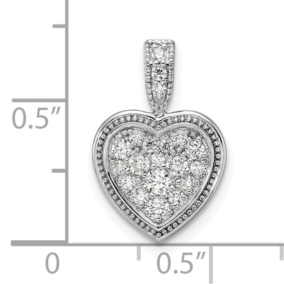 14k White Gold 3/8 carat Lab Grown Diamond VS/SI+ G+ Complete Framed Heart Pendant