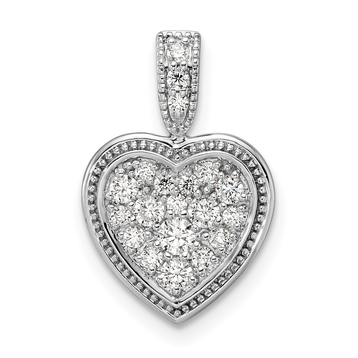 14k White Gold 3/8 carat Lab Grown Diamond VS/SI+ G+ Complete Framed Heart Pendant (PM9141-038-WLG)