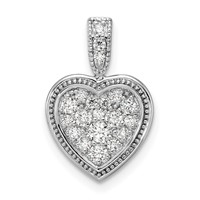 14K White Gold 0.38 Carat Lab Grown Diamond VS SI+ G+ Complete Framed Heart Pendant view 1