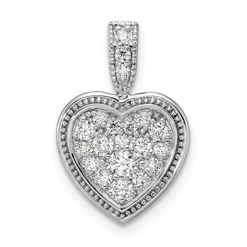 14K White Gold 0.38 Carat Lab Grown Diamond VS SI+ G+ Complete Framed Heart Pendant
