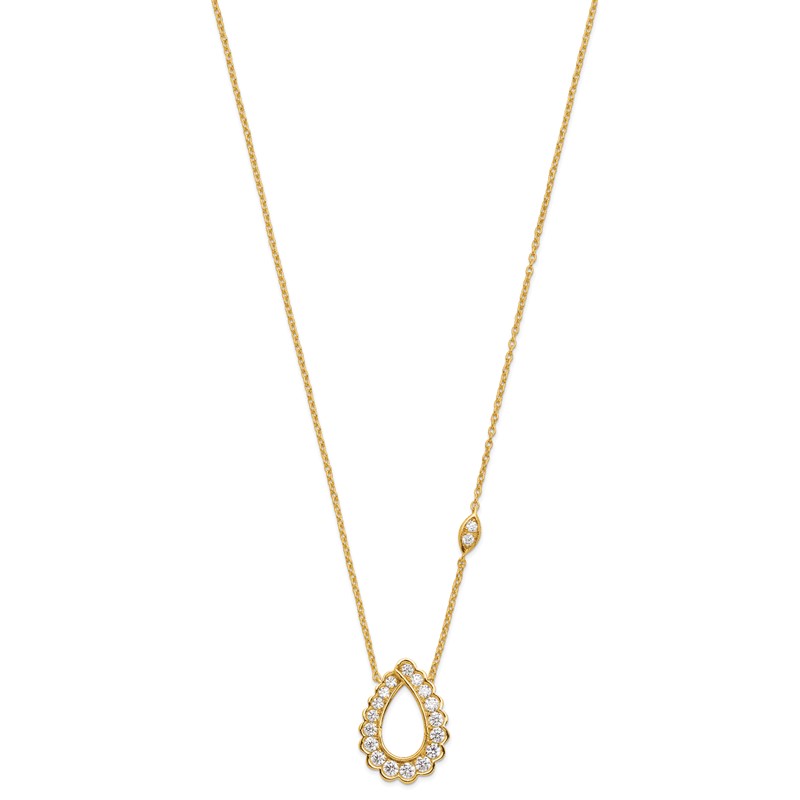 14k 3/4 carat Lab Grown Diamond VS/SI+ G+ Complete 18 inch Fashion Teardrop Necklace