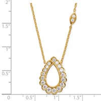 14K Yellow Gold 0.75 Carat Lab Grown Diamond VS SI+ G+ Complete Fashion Teardrop Necklace, 18" view 3