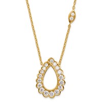 14K Yellow Gold 0.75 Carat Lab Grown Diamond VS SI+ G+ Complete Fashion Teardrop Necklace, 18" view 1