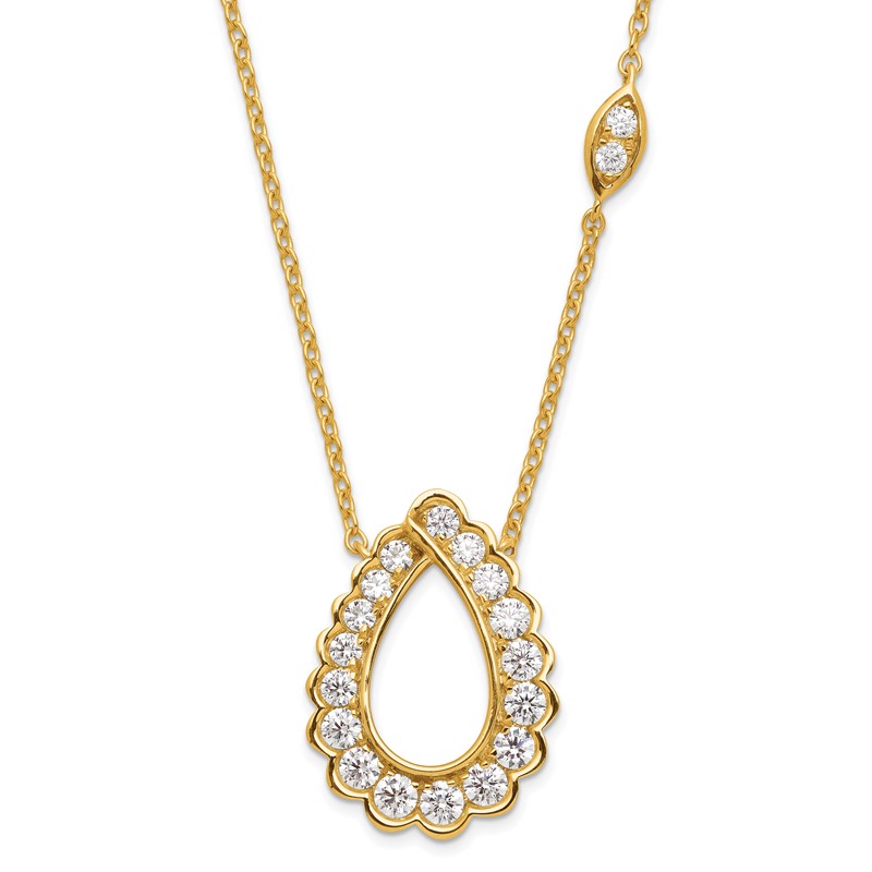14k 3/4 carat Lab Grown Diamond VS/SI+ G+ Complete 18 inch Fashion Teardrop Necklace