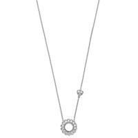 14K White Gold 0.75 Carat Lab Grown Diamond VS SI+ G+ Complete Fashion Heart and Circle Necklace, 18" view 2