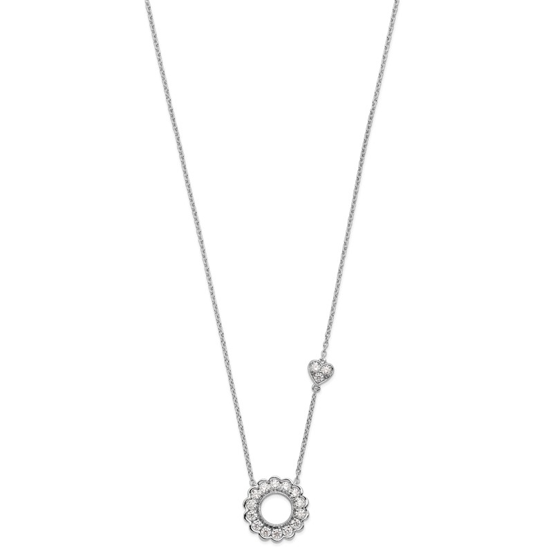 14k White Gold 3/4 carat Lab Grown Diamond VS/SI+ G+ Complete 18 inch Fashion Heart and Circle Necklace