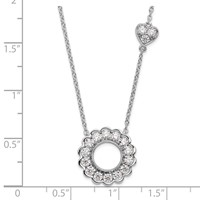 14K White Gold 0.75 Carat Lab Grown Diamond VS SI+ G+ Complete Fashion Heart and Circle Necklace, 18" view 3