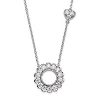 14K White Gold 0.75 Carat Lab Grown Diamond VS SI+ G+ Complete Fashion Heart and Circle Necklace, 18" view 1