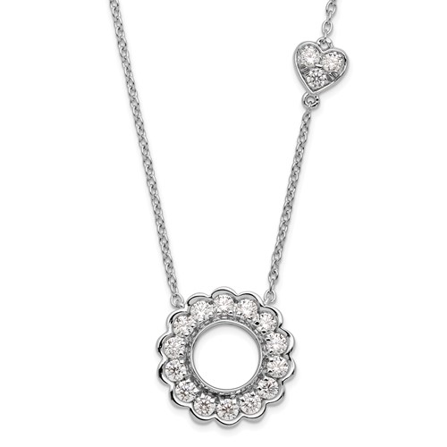 14K White Gold 0.75 Carat Lab Grown Diamond VS SI+ G+ Complete Fashion Heart and Circle Necklace, 18"