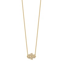14K Yellow Gold 0.25 Carat Lab Grown Diamond VS SI+ G+ Complete Hamsa Necklace, 18" view 2