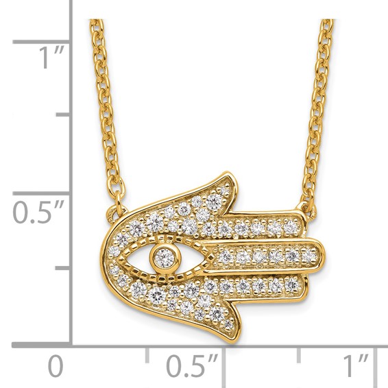 14k 1/4 carat Lab Grown Diamond VS/SI+ G+ Complete Hamsa 18 inch Necklace