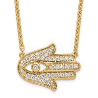 14K Yellow Gold 0.25 Carat Lab Grown Diamond VS SI+ G+ Complete Hamsa Necklace, 18" view 1