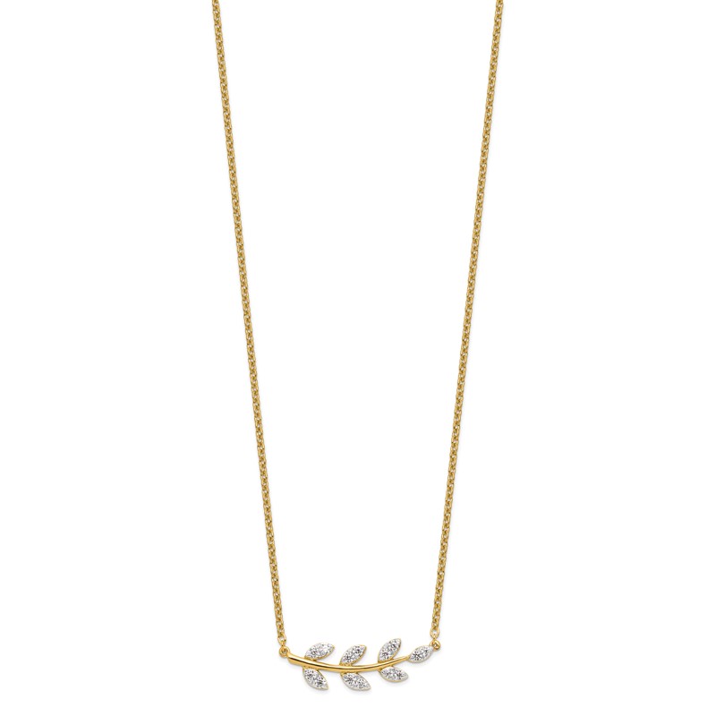 14k 3/8 carat Lab Grown Diamond VS/SI+ G+ Complete Branch with Leaves 18 inch Necklace