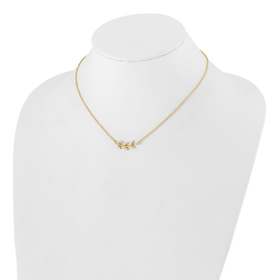 14k 3/8 carat Lab Grown Diamond VS/SI+ G+ Complete Branch with Leaves 18 inch Necklace