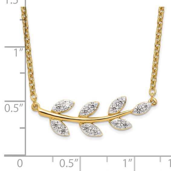 14k 3/8 carat Lab Grown Diamond VS/SI+ G+ Complete Branch with Leaves 18 inch Necklace