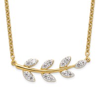 14K Yellow Gold 0.38 Carat Lab Grown Diamond VS SI+ G+ Complete Branch Necklace with Leaves, 18" view 1