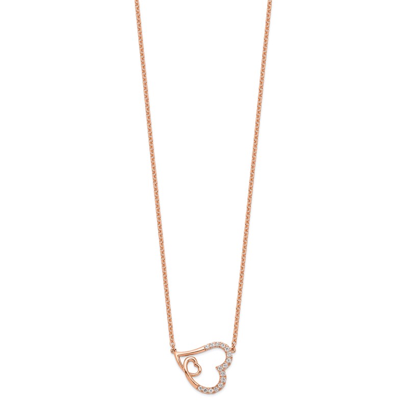 14K Rose Gold Lab Grown Diamond VS/SI+ G+ Intertwined Hearts Necklac