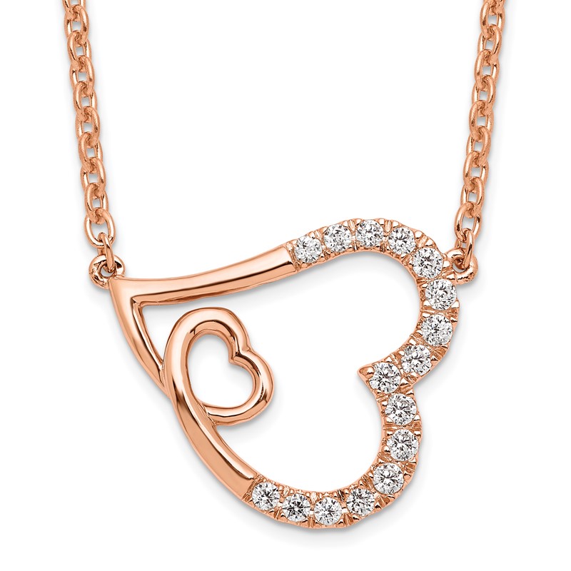 14K Rose Gold Lab Grown Diamond VS/SI+ G+ Intertwined Hearts Necklac