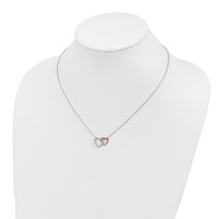 14K Two-Tone Rose and White Gold 0.20 Carat Lab Grown Diamond VS SI+ G+ Complete Interlocking Heart Necklace, 18" view 3