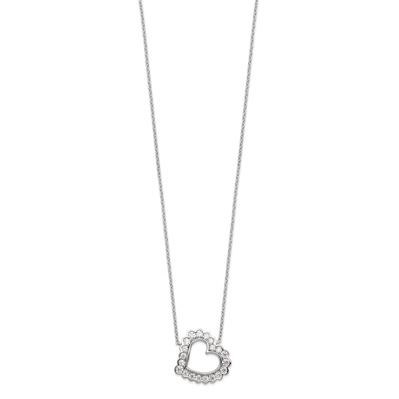 14k White Gold 3/4 carat Lab Grown Diamond VS/SI+ G+ 18 inch Heart Necklace